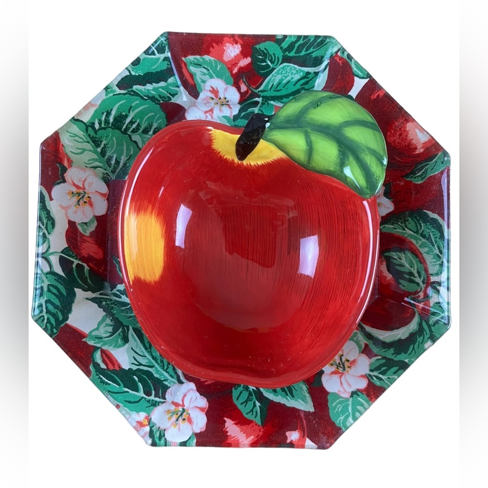 Plate Dish Bundle (2) Apple Theme Dishes - Perfect for Apple Slices and Dip!